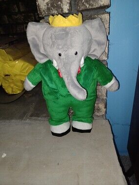 Vintage Babar Plush in With His Classic Green Outfit Yellow Crown -